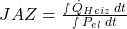 JAZ = \frac{{\smallint {{\dot Q}_{Heiz}}\;dt}}{{\smallint {P_{el}}\;dt}}