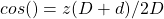 \[ cos (\Alpha) = z(D + d) /2D \]